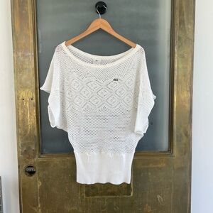 Vintage Lacoste Made In France Open Knit Sweater Y2K Coastal Mesh Knit Croc Logo